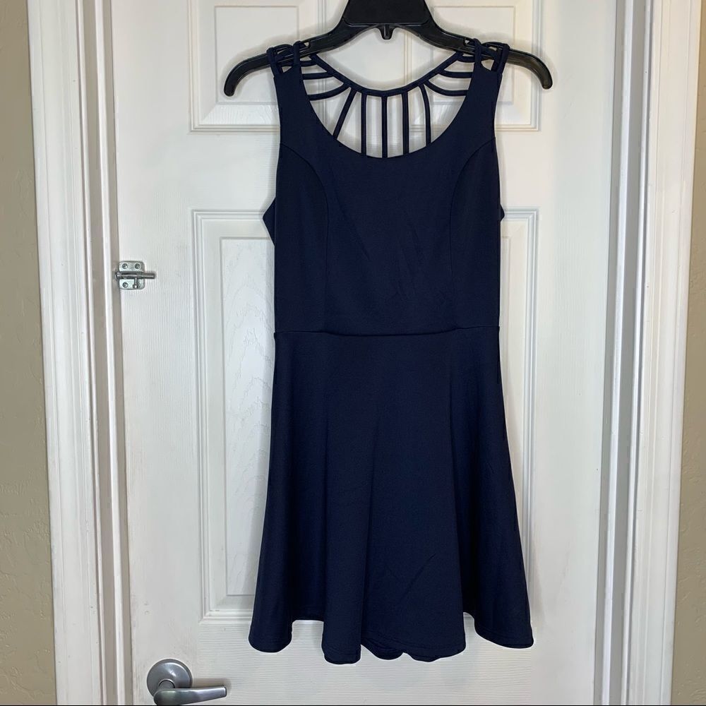 Charlotte Russe Navy Dress Open Back Design Size Large